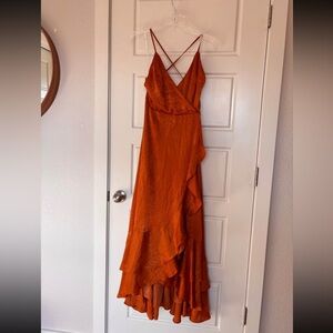Lulu's Vibrant Orange High Low Dress